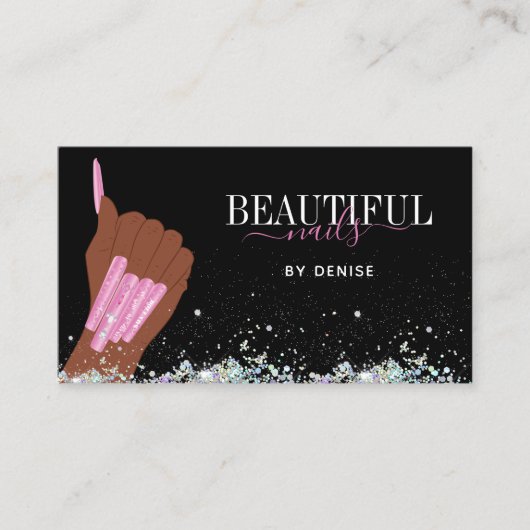holografische nagellak slachterij hand nagels tech visitekaartje (Voorkant)