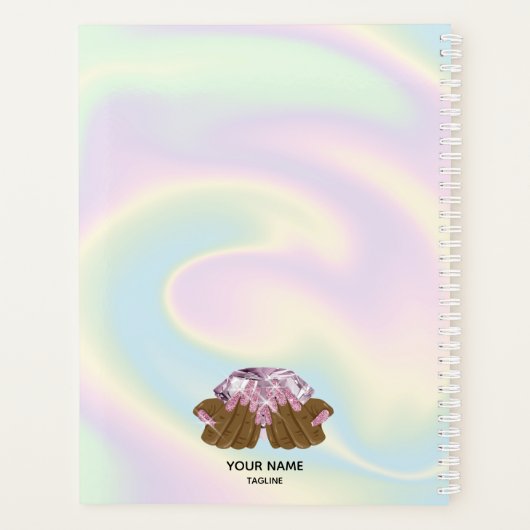 Holografische Nagelsalon Vrouw Hand Nagelafspraak Planner (Achterkant)