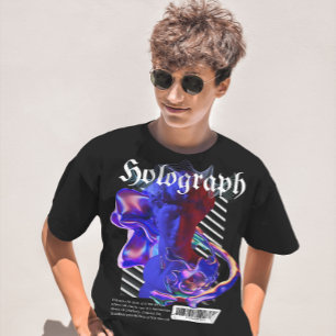 Holografische neon art Griekse streetwear T-shirt
