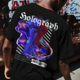Holografische neon art Griekse streetwear T-shirt