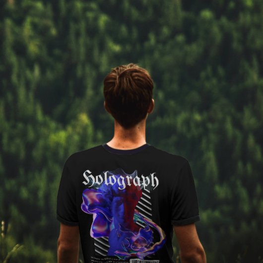 Holografische neon art Griekse streetwear T-shirt