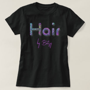 Holografische Neon Glitter Hair Stylist T-shirt