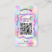 Holografische Neon Opal Girly Social Media QR-code Visitekaartje (Voorkant)