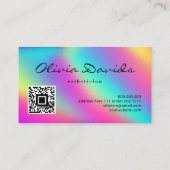 Holografische Neon Rainbow Make-up Artiest QR Code Visitekaartje (Achterkant)
