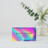 Holografische Neon Rainbow Make-up Artiest QR Code Visitekaartje (Staand voorkant)