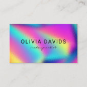 Holografische Neon Rainbow Make-up Artiest QR Code Visitekaartje (Voorkant)