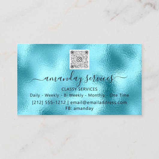 Holografische Ocean Gold Confetti Boutique Shop QR Visitekaartje (Achterkant)