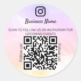 Holografische opaal bedrijfsnaam qr code instagran ronde sticker
