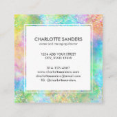 Holografische opaal edelsteen gouden glitter vierkante visitekaartje (Achterkant)