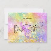 Holografische opaal wil jij mijn bloemenmeisje zij kaart (Voorkant)