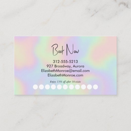 Holografische Opal Edelsteen Loyaliteit Visitekaartje (Achterkant)