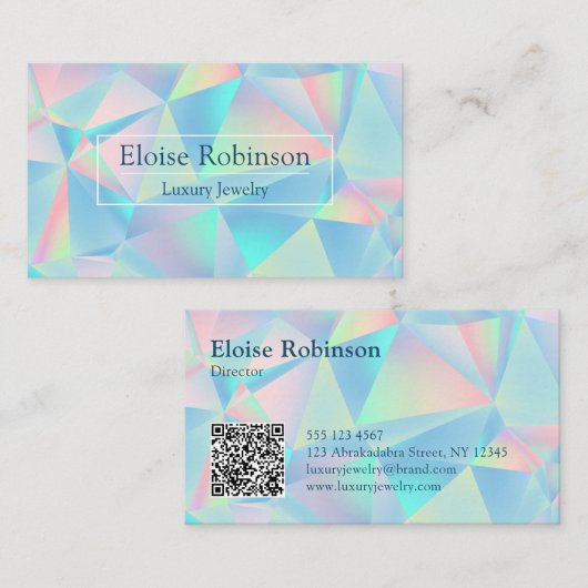 Holografische Opal Elegant Visitekaartje (Voorkant / Achterkant)