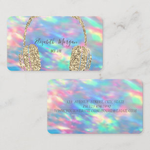 Holografische Opal Glitter Hoofdtelefoon DJ Visitekaartje