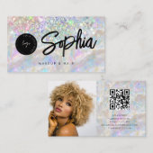 Holografische Opal Glitter QR Code Logo Shiny Beau Visitekaartje (Voorkant / Achterkant)
