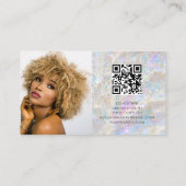 Holografische Opal Glitter QR Code Logo Shiny Beau Visitekaartje (Achterkant)