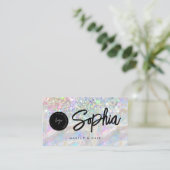 Holografische Opal Glitter QR Code Logo Shiny Beau Visitekaartje (Staand voorkant)