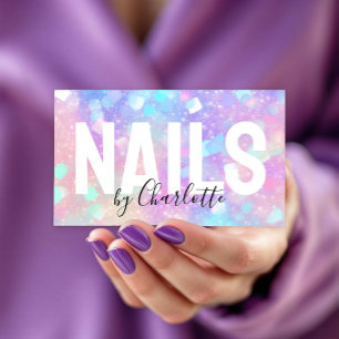 Holografische Opal Glitter QR Code Nail Salon Visitekaartje