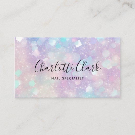 Holografische Opal Glitter QR-code Visitekaartje (Voorkant)