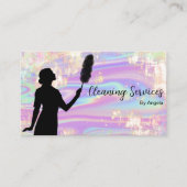 Holografische Opal Maid Cleaning Services Glitter Visitekaartje (Voorkant)