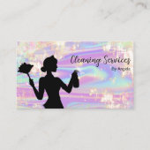 Holografische Opal Maid Cleaning Services Glitter Visitekaartje (Voorkant)