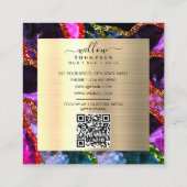 Holografische Opal Paarse Geode Agate QR-code Vierkante Visitekaartje (Achterkant)