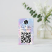 Holografische Opal QR Code Korting Bedankt Visitekaartje (Staand voorkant)