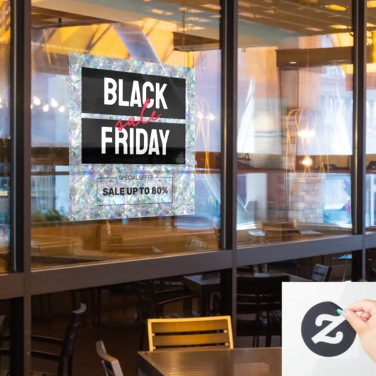 Holografische Opal Steen Achtergrond Uitverkoop Raamsticker (Restaurant Raam)