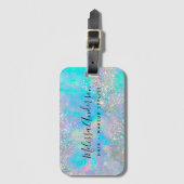 Holografische Opal Steen Glitter Calligrafie Bagagelabel (Voorkant (verticaal))