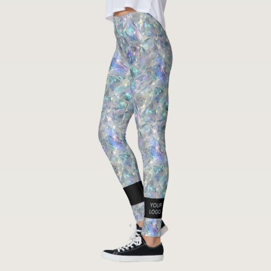 Holografische Opal Stone achtergrond Leggings (Links)