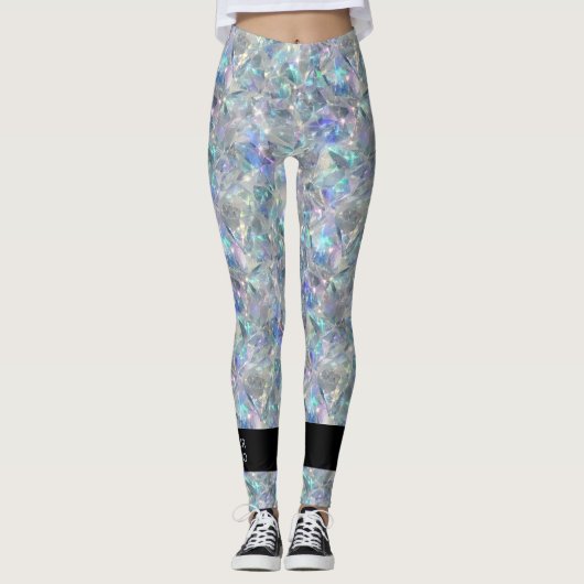 Holografische Opal Stone achtergrond Leggings (Voorkant)