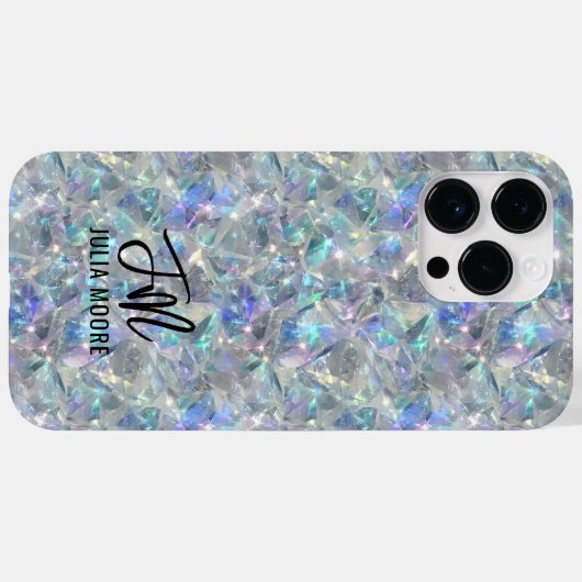 Holografische Opal Stone Achtergrond Monogram Case-Mate iPhone Case (Achterkant (horizontaal))