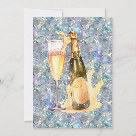 Holografische Opal Stone achtergrond Oudejaarsavon Kaart (Achterkant)