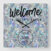 Holografische Opal Stone achtergrond Vierkante Klok (Voorkant)