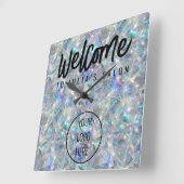 Holografische Opal Stone achtergrond Vierkante Klok (Hoek)