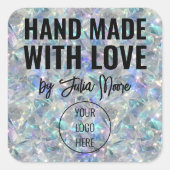 Holografische Opal Stone achtergrond Vierkante Sticker (Voorkant)