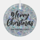 Holografische Opal Stone achtergrond Vrolijk Kerst Glas Ornament (Voorkant)