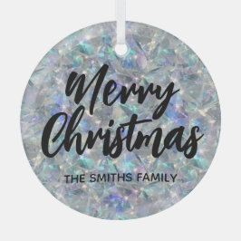 Holografische Opal Stone achtergrond Vrolijk Kerst Glas Ornament