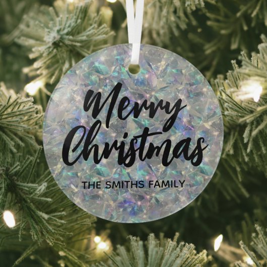 Holografische Opal Stone achtergrond Vrolijk Kerst Glas Ornament (Insitu)