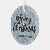 Holografische Opal Stone achtergrond Vrolijk Kerst Glas Ornament (Voorkant links)