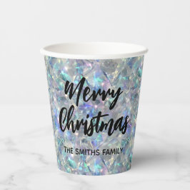 Holografische Opal Stone achtergrond Vrolijk Kerst Papieren Bekers