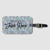 Holografische Opal Stone Achtergrondnaam Bagagelabel (Voorkant (horizontaal))