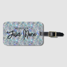 Holografische Opal Stone Achtergrondnaam Bagagelabel