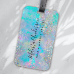 Holografische Opal Stone Glitter Calligrafie Bagagelabel<br><div class="desc">Een stijlvol design voor uw bedrijf</div>