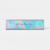 Holografische Opal Stone Glitter Calligrafie Bureau Naambordje (Voorkant)