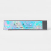 Holografische Opal Stone Glitter Calligrafie Bureau Naambordje (Voorkant)