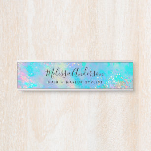 Holografische Opal Stone Glitter Calligrafie Deurbordje