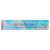 Holografische Opal Stone Glitter Calligrafie Naambordje (Voorkant)