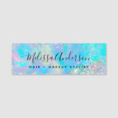 Holografische Opal Stone Glitter Calligrafie Naamplaatje (Voorkant)