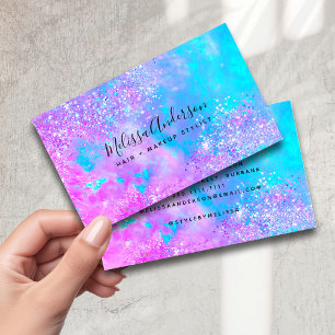 Holografische Opal Stone Glitter Calligrafie Visitekaartje