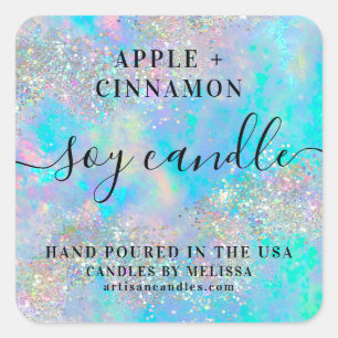 Holografische Opal Stone Glitter Soy Candle Label
